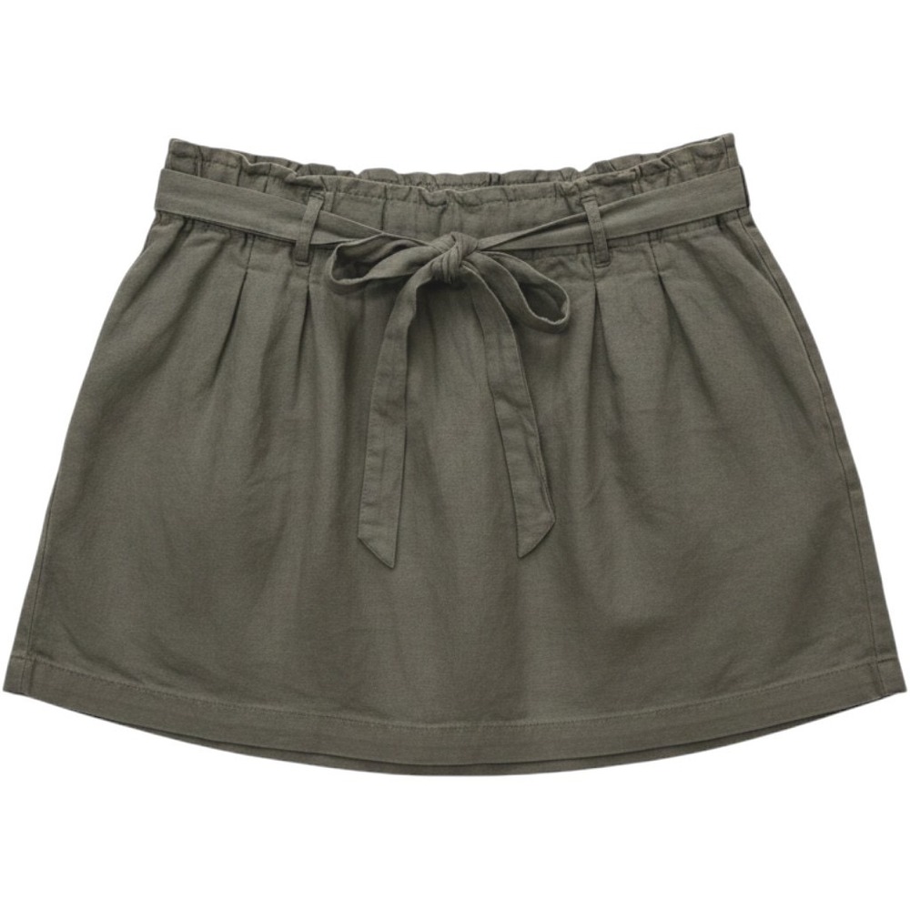 American Eagle Olive Green Cotton/Linen Paperbag Waist Mini Skirt L Casual